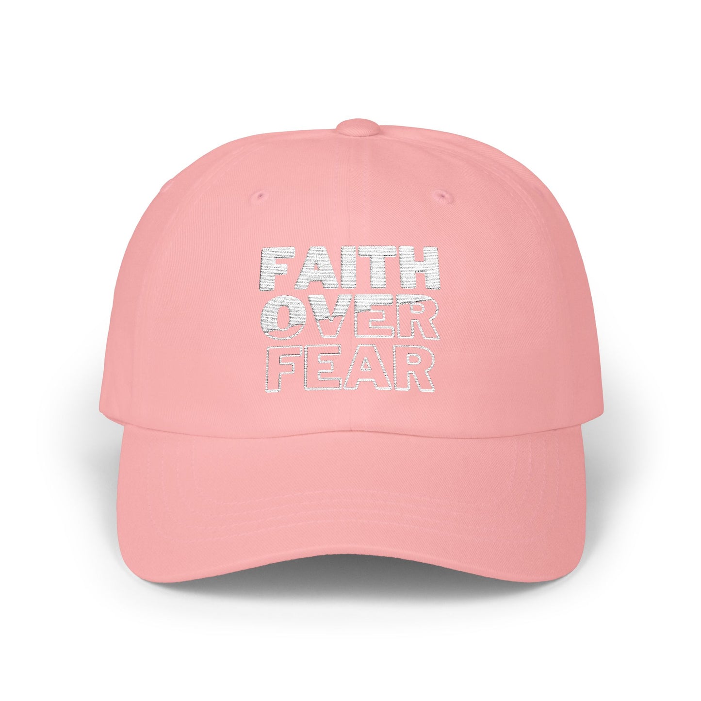 Faith Over Fear Classic Dad Cap - Inspirational White Hat for Everyday Wear