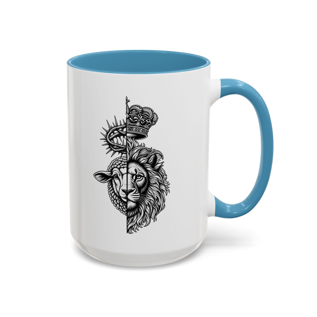 Lion & Lamb Religious Accent Coffee Mug — Crown of Thorns Christian Gift (11/15oz)