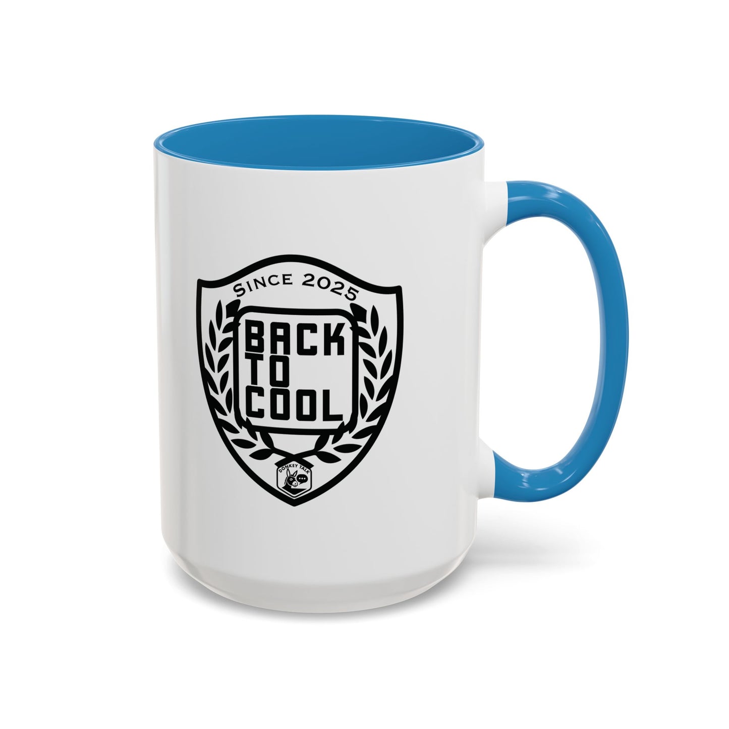 Back to Cool Shield Accent Coffee Mug — Retro Badge Coffee Cup (11/15oz)