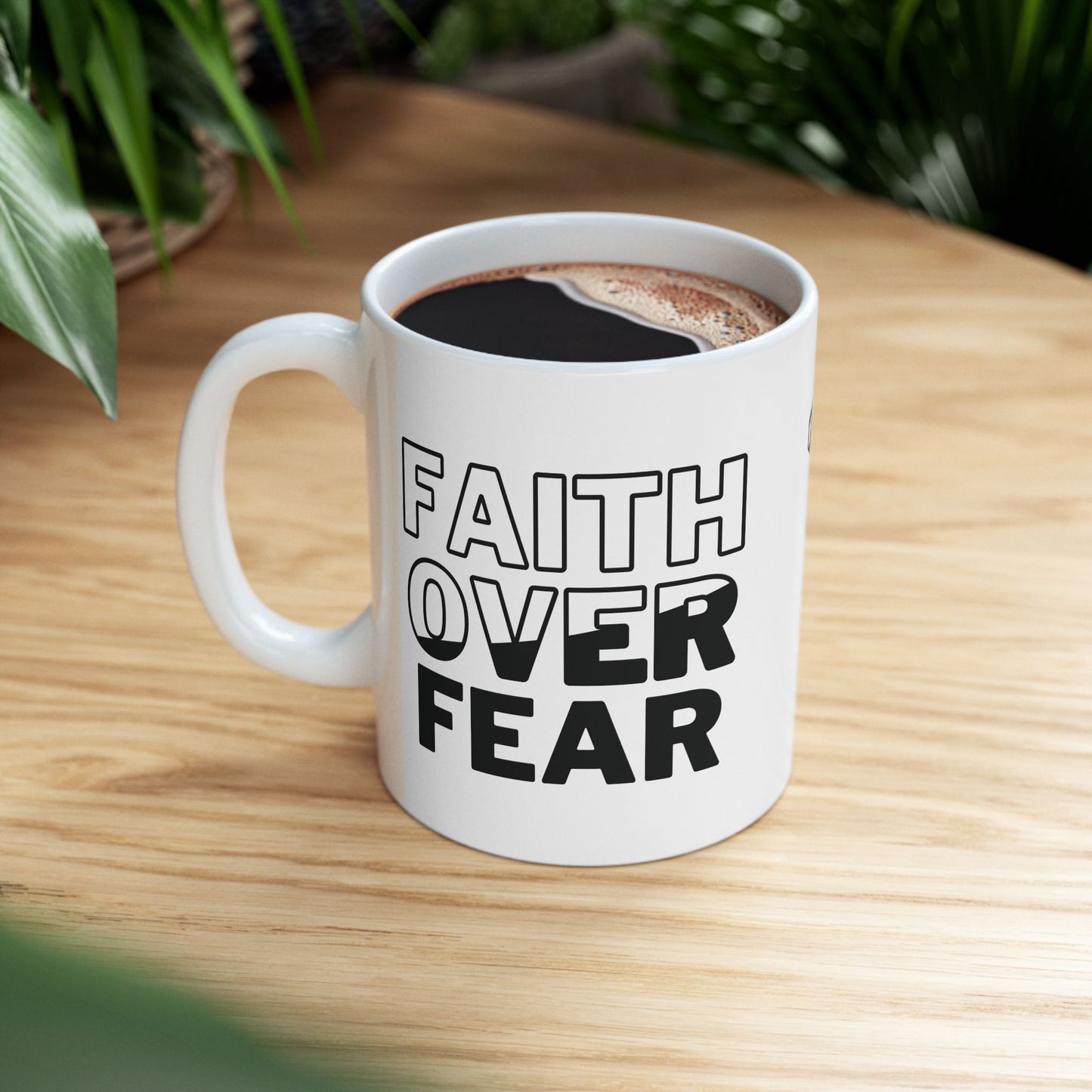 Faith Over Fear Ceramic Coffee Mug 11oz - Inspirational Drinkware for Daily Motivation