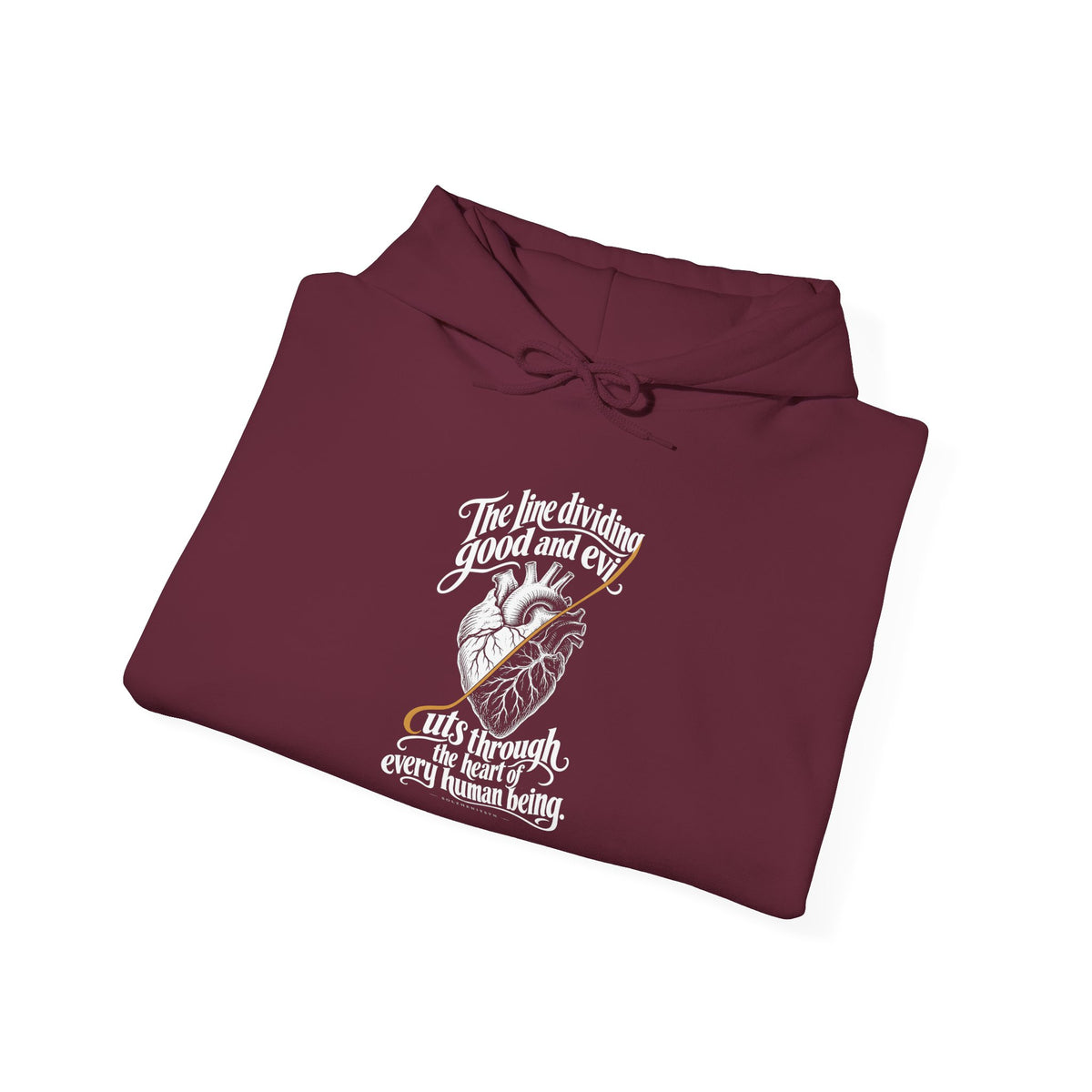 Every Human Heart Divided Hoodie | Solzhenitsyn Good and Evil Quote Hoodie