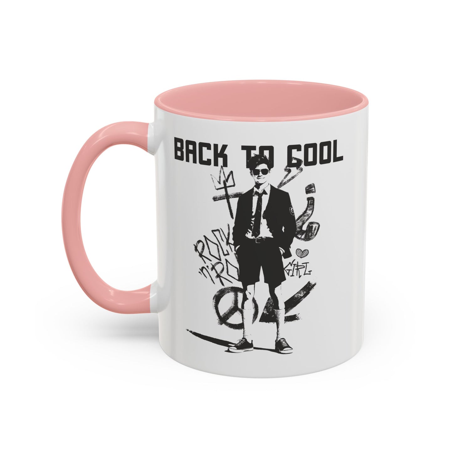 Back to Cool Shield Accent Coffee Mug — Retro Badge Coffee Cup (11/15oz)