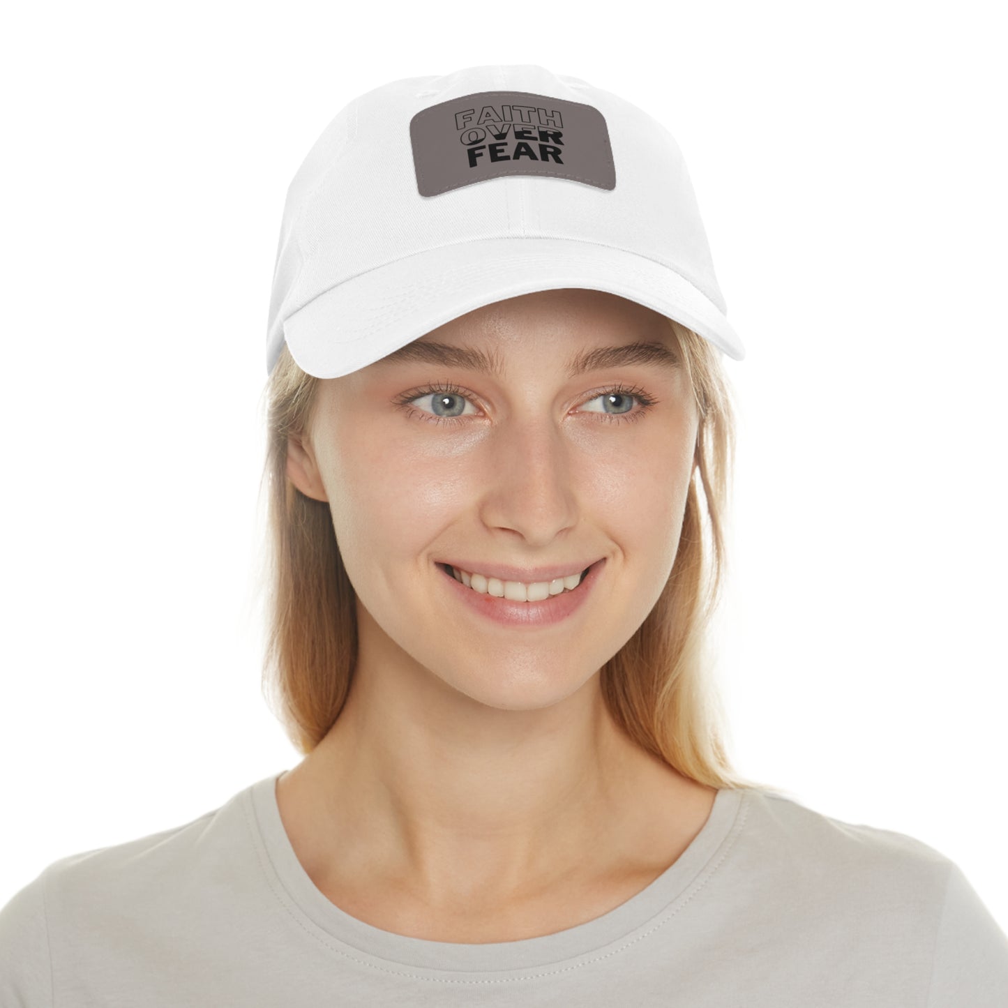 Faith Over Fear Dad Hat - Stylish Hat with Leather Patch