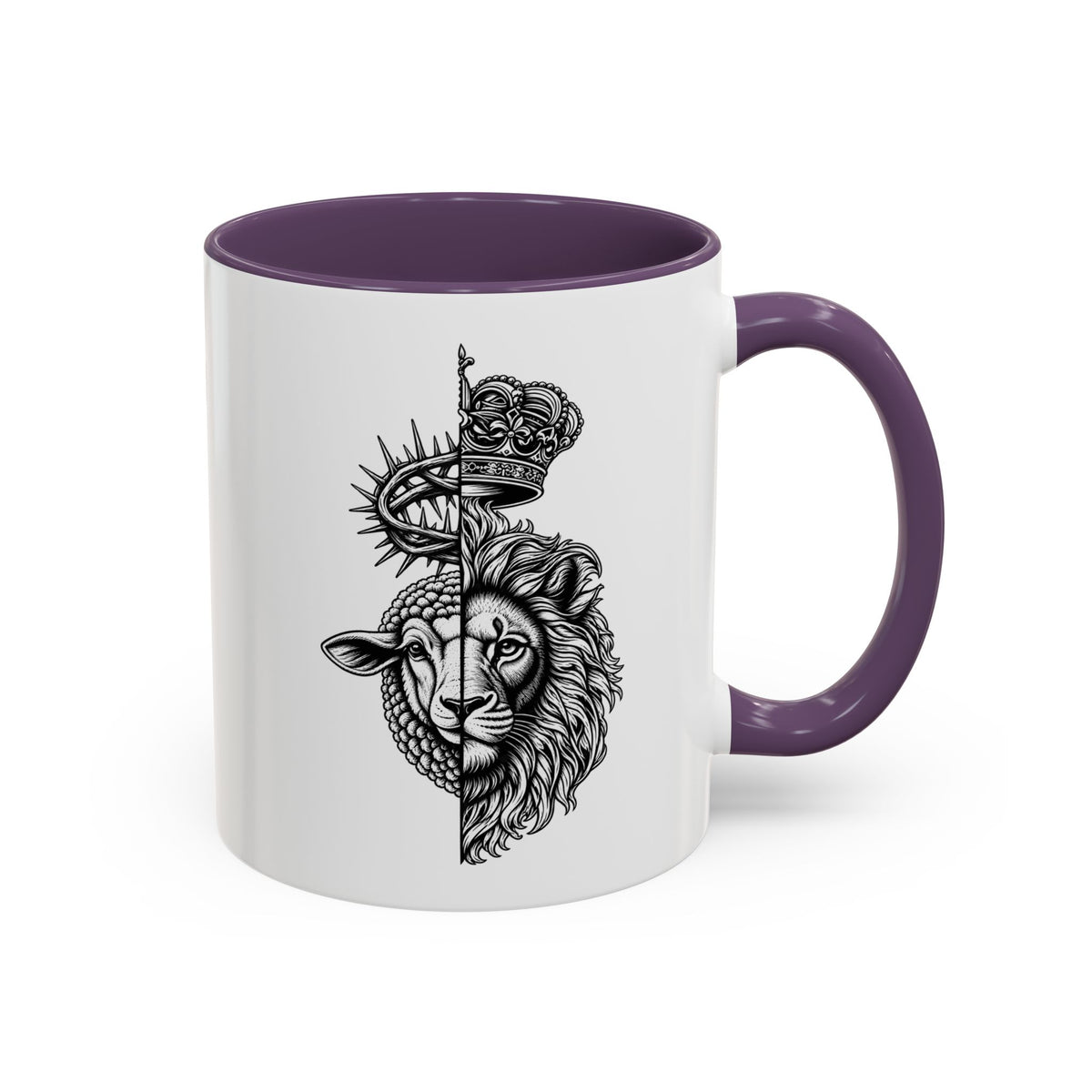 Lion & Lamb Religious Accent Coffee Mug — Crown of Thorns Christian Gift (11/15oz)