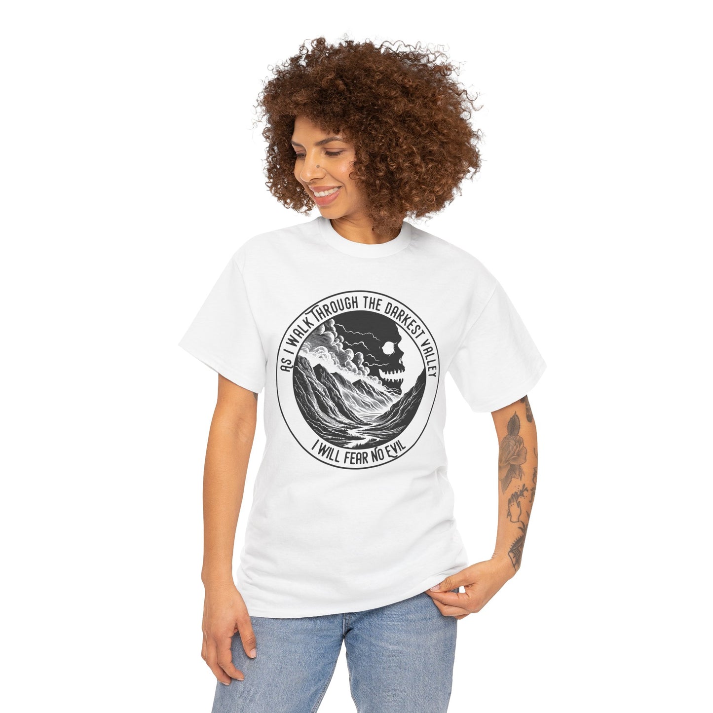 Fear No Evil Psalm 23 T-Shirt | Christian Graphic Tee, Front & Back Print
