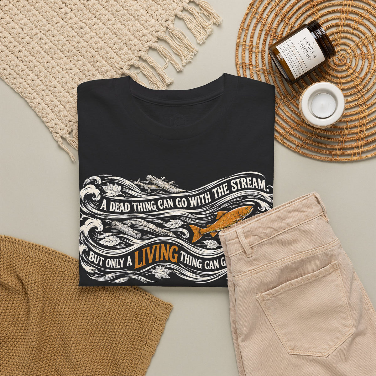 Chesterton Fish Go With the Stream T-shirt – Donkey Talk graphic tee