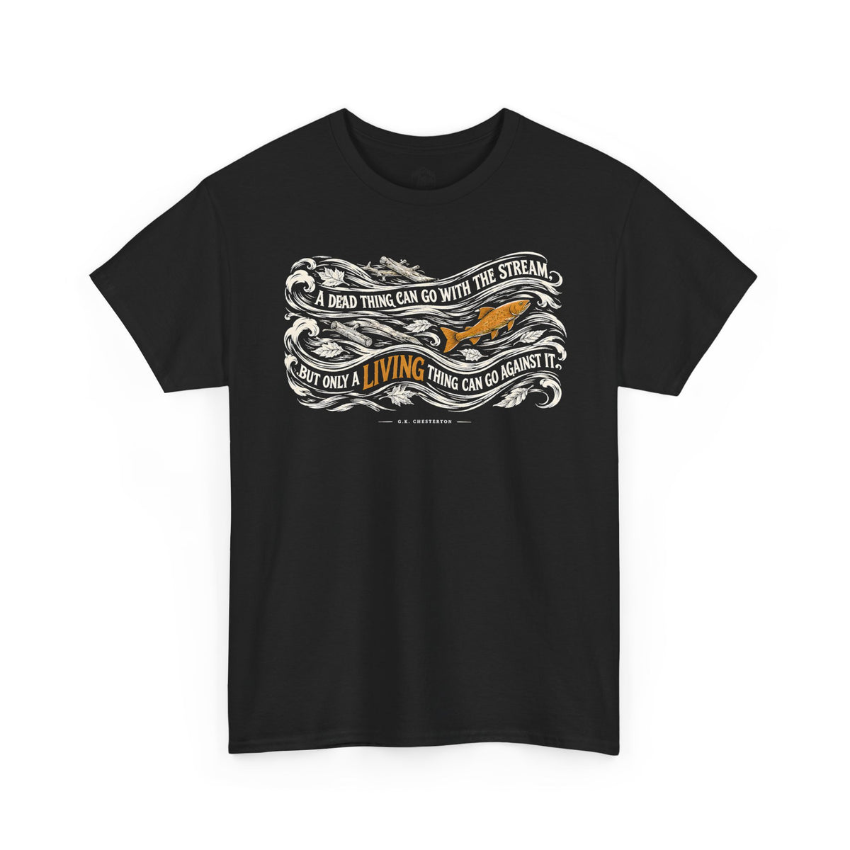 Chesterton Fish Go With the Stream T-shirt – Donkey Talk graphic tee