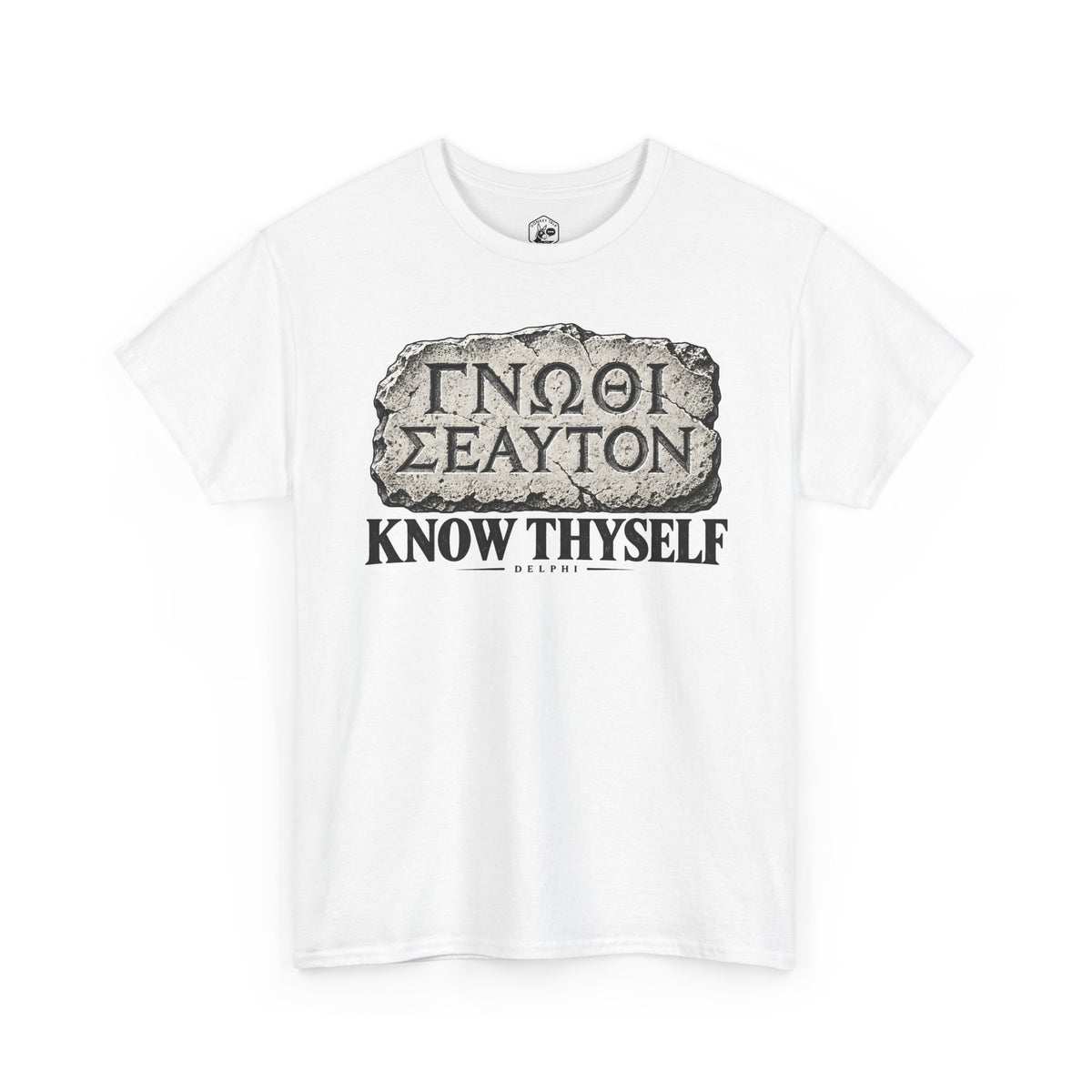 Know Thyself Delphi Stone T-shirt – Donkey Talk graphic tee