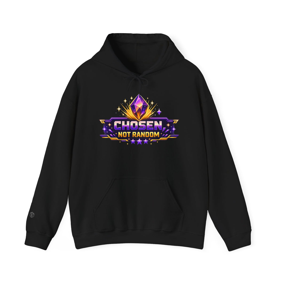 Chosen Not Random Hoodie — Gamer Badge Graphic Hooded Sweatshirt
