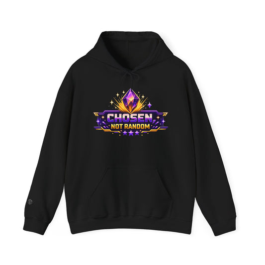 Chosen Not Random Hoodie — Gamer Badge Graphic Hooded Sweatshirt
