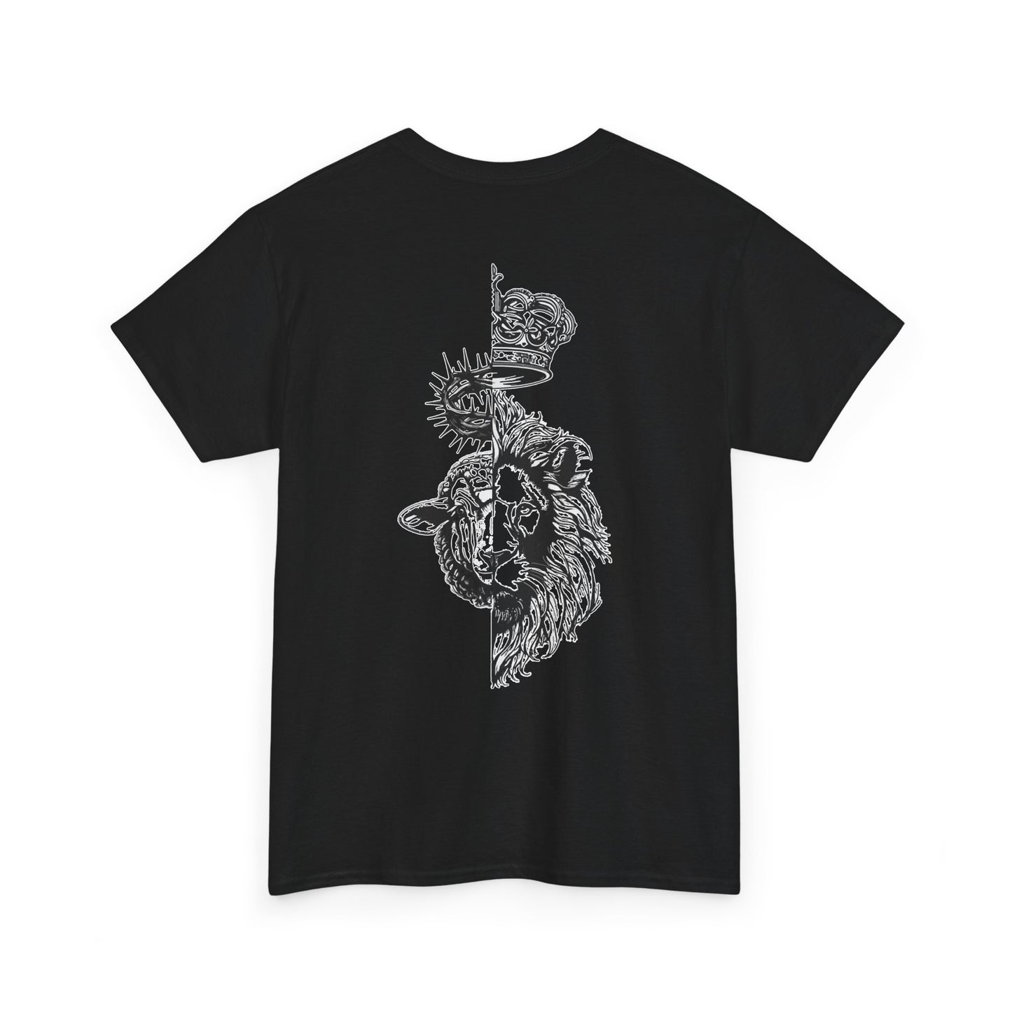 Lion & Crown Graphic Tee | Half Skull Lion Design T-Shirt
