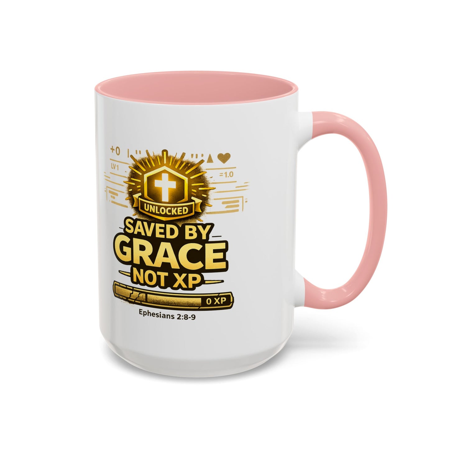 Saved by Grace Coffee Mug — Christian Gamer "Not XP" 11/15oz Accent Mug