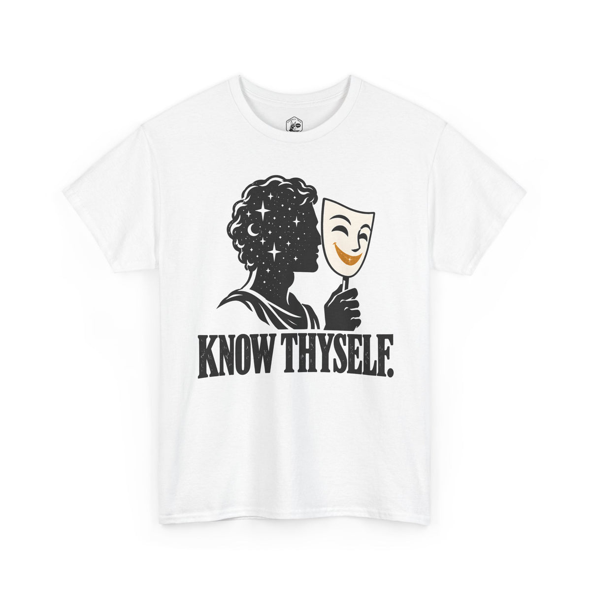 Know Thyself Starlit Mind and Mask T-shirt – Donkey Talk graphic tee