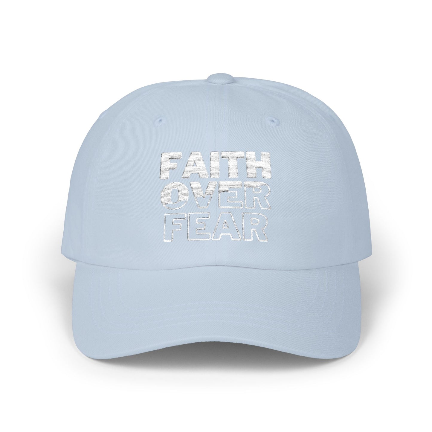 Faith Over Fear Classic Dad Cap - Inspirational White Hat for Everyday Wear
