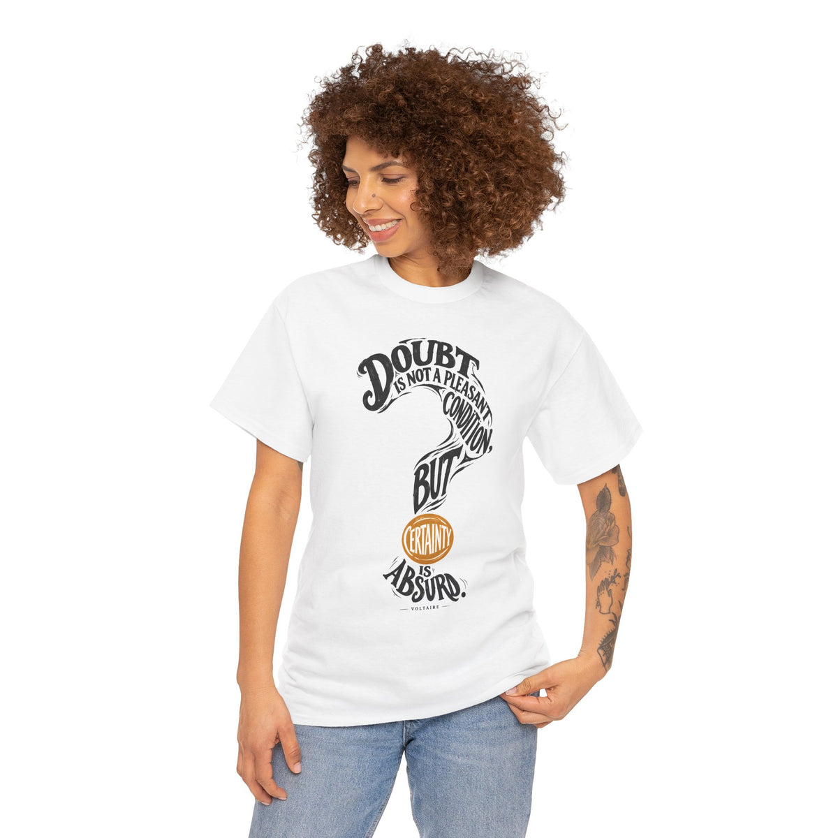 Doubt Is Not a Pleasant Condition Voltaire T-shirt – Donkey Talk graphic tee