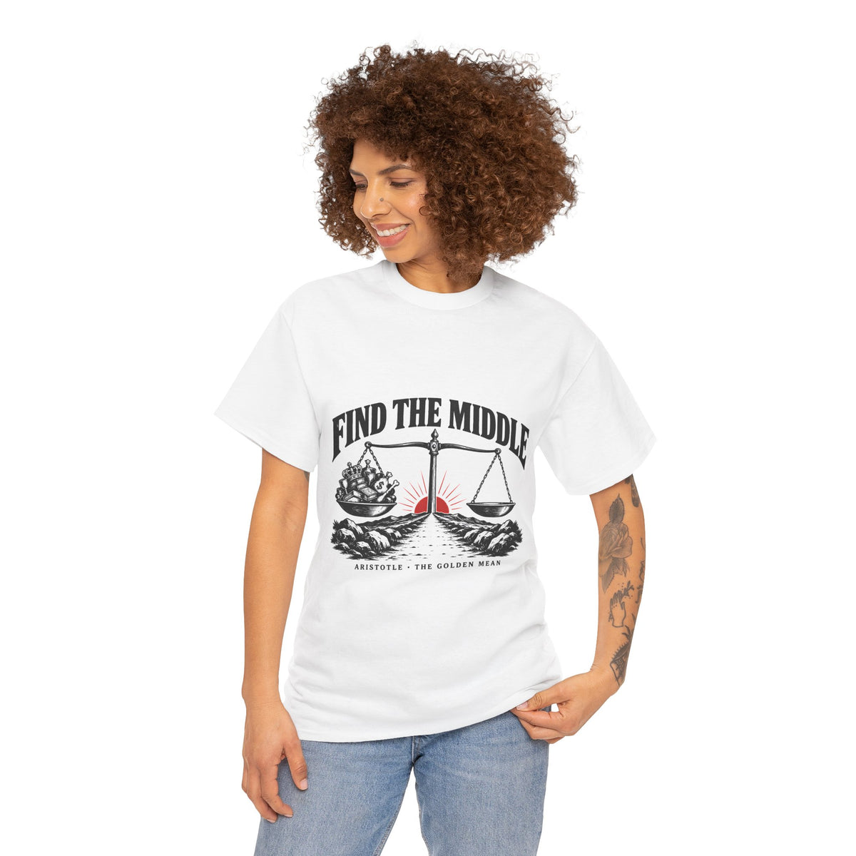 Find the Middle T-Shirt | Aristotle Golden Mean Philosophy Tee