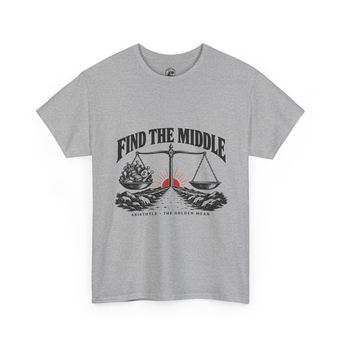 Find the Middle T-Shirt | Aristotle Golden Mean Philosophy Tee