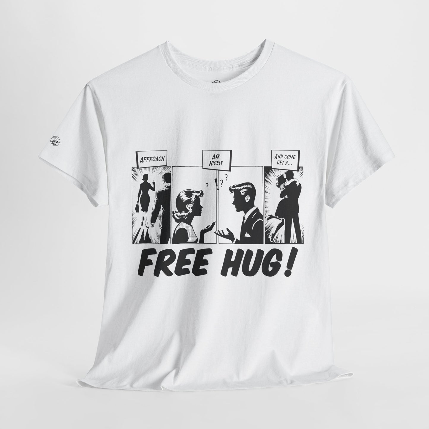Free Hug Day Comics Unisex Heavy Cotton Tee - Fun Comic Design for Casual Wear