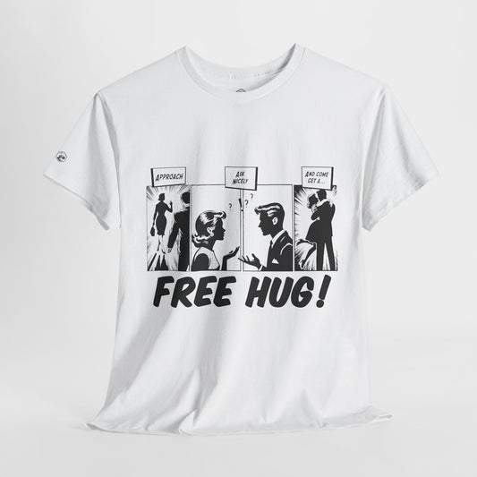 Free Hug Day Comics Unisex Heavy Cotton Tee - Fun Comic Design for Casual Wear