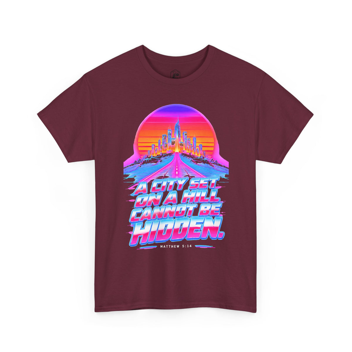 A City on a Hill Synthwave T-shirt – Donkey Talk graphic tee