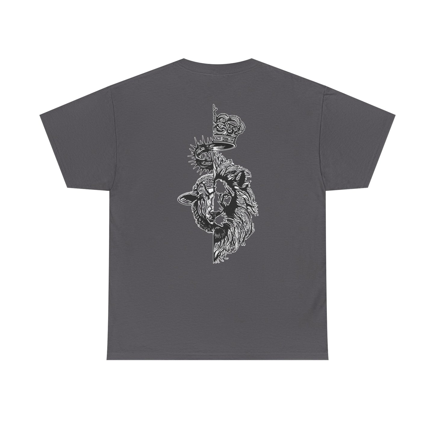 Lion & Crown Graphic Tee | Half Skull Lion Design T-Shirt