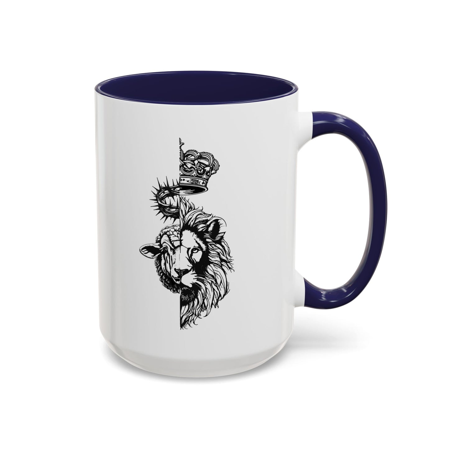Lion & Lamb Religious Accent Coffee Mug — Crown of Thorns Christian Gift (11/15oz)