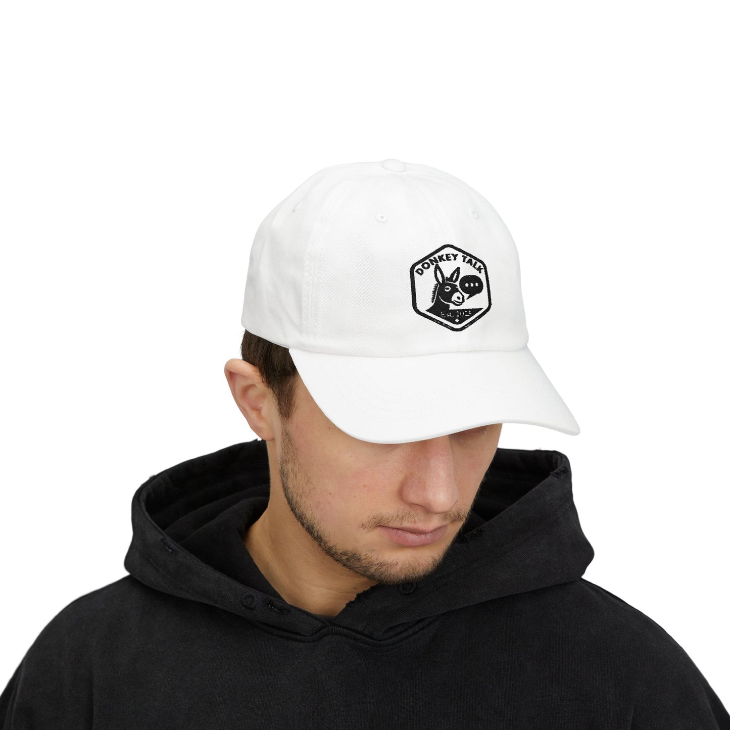 Donkey Talk Dad Cap - Great Casual White Hat with Our Awesome Logo