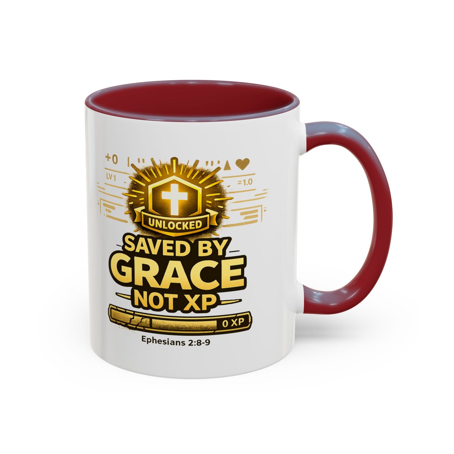 Saved by Grace Coffee Mug — Christian Gamer "Not XP" 11/15oz Accent Mug