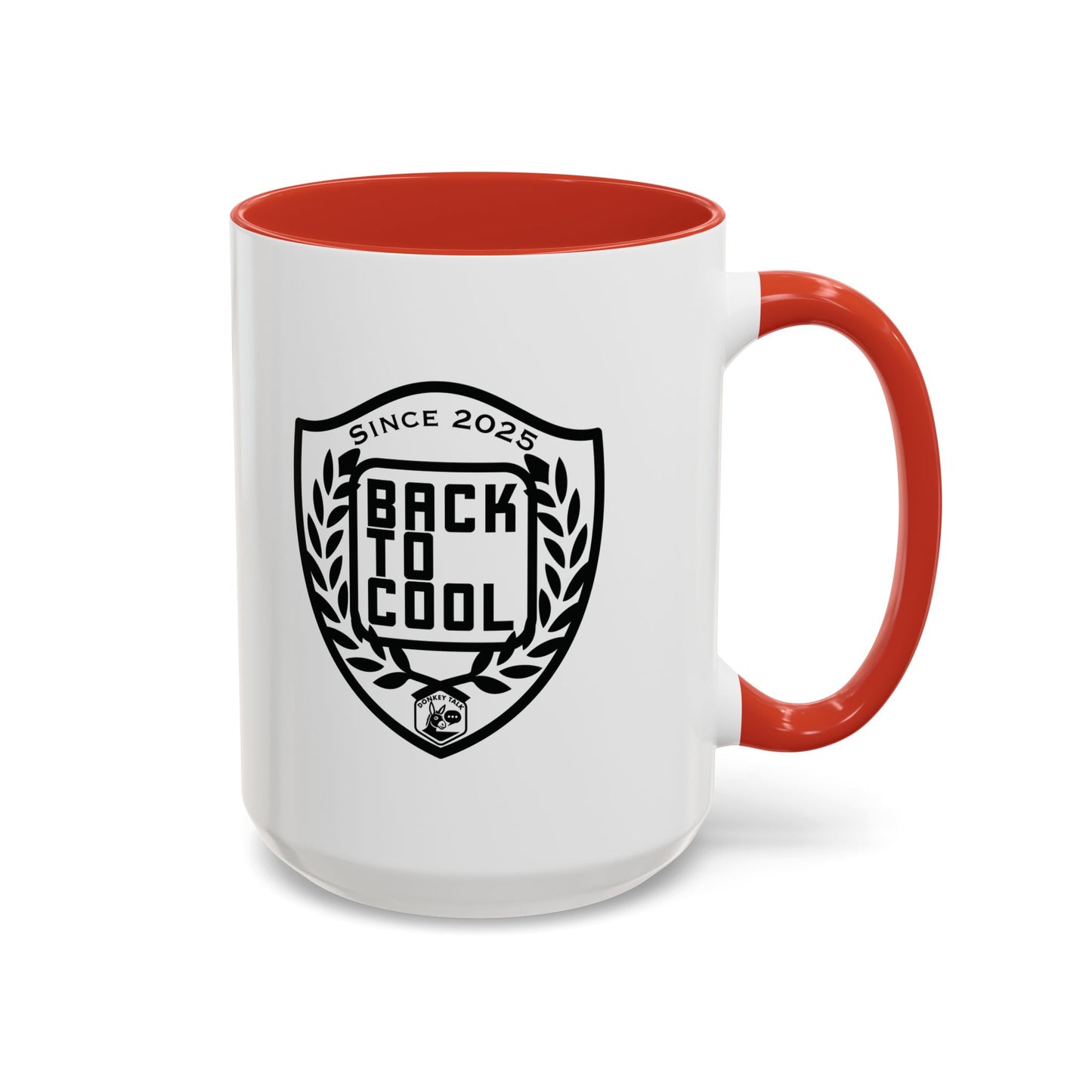 Back to Cool Shield Accent Coffee Mug — Retro Badge Coffee Cup (11/15oz)