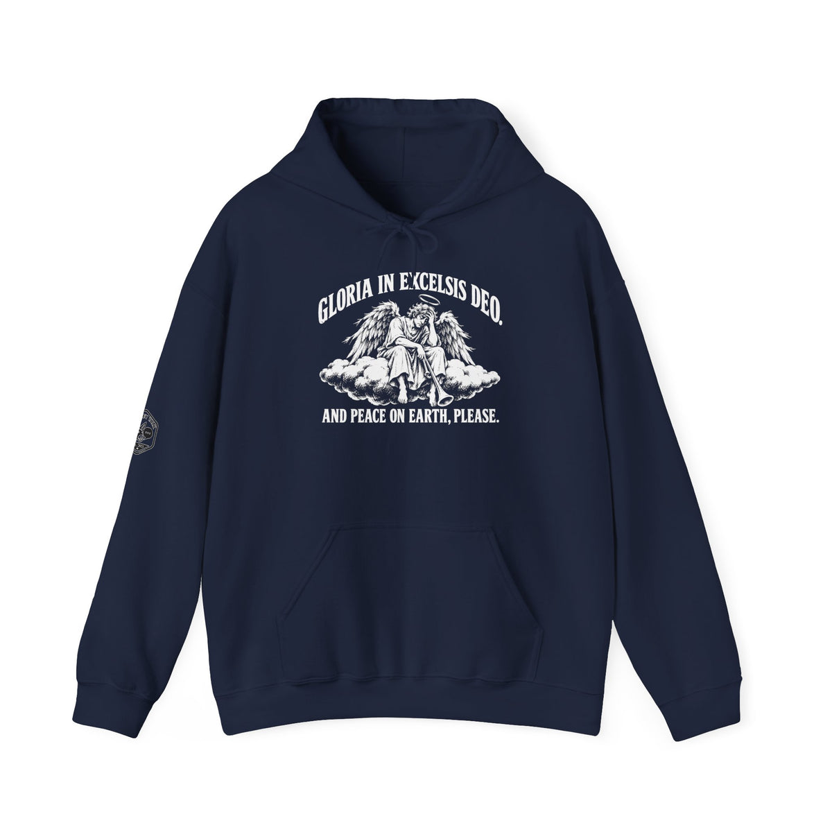 Gloria... Peace on Earth, Please Hoodie | Luke 2:14 Funny Christmas Christian Hoodie