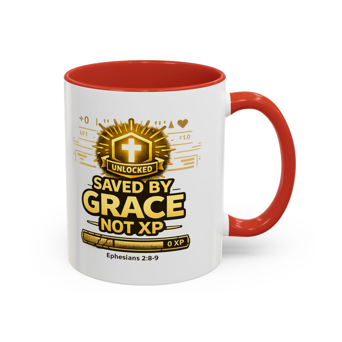 Saved by Grace Coffee Mug — Christian Gamer "Not XP" 11/15oz Accent Mug