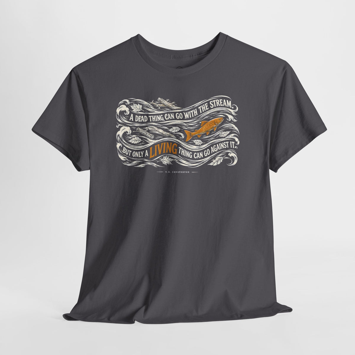 Chesterton Fish Go With the Stream T-shirt – Donkey Talk graphic tee