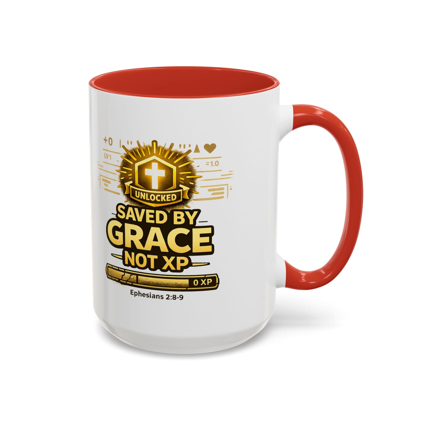 Saved by Grace Coffee Mug — Christian Gamer "Not XP" 11/15oz Accent Mug