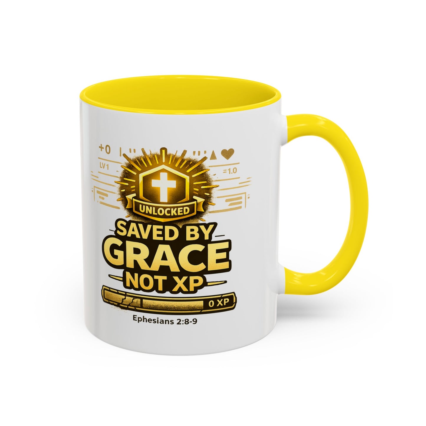 Saved by Grace Coffee Mug — Christian Gamer "Not XP" 11/15oz Accent Mug