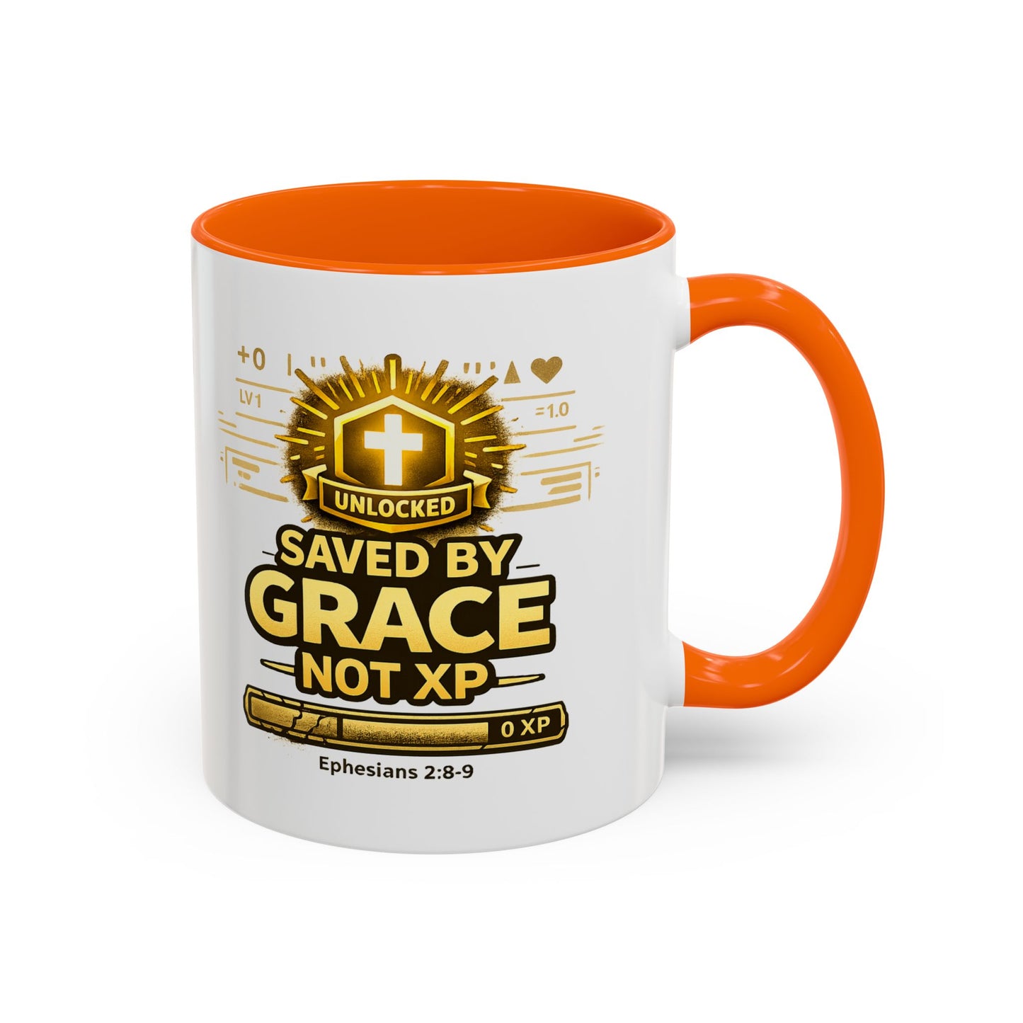 Saved by Grace Coffee Mug — Christian Gamer "Not XP" 11/15oz Accent Mug