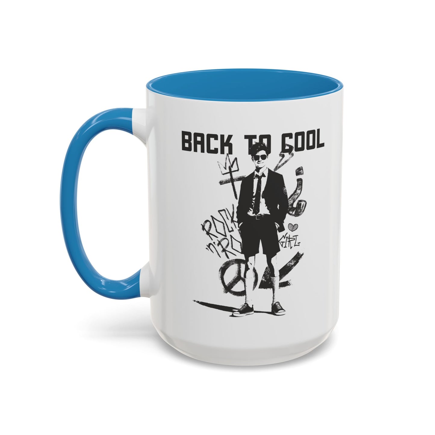 Back to Cool Shield Accent Coffee Mug — Retro Badge Coffee Cup (11/15oz)