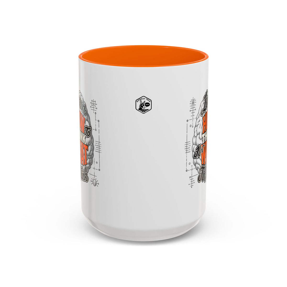 Taza de café con acento: "Aprende a pensar, no qué pensar", taza con frase inspiradora