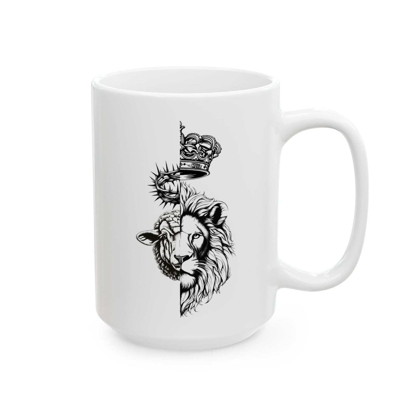 Lion and Lamb Ceramic Mug - 11oz & 15oz, Perfect for Coffee Lovers & Gifts