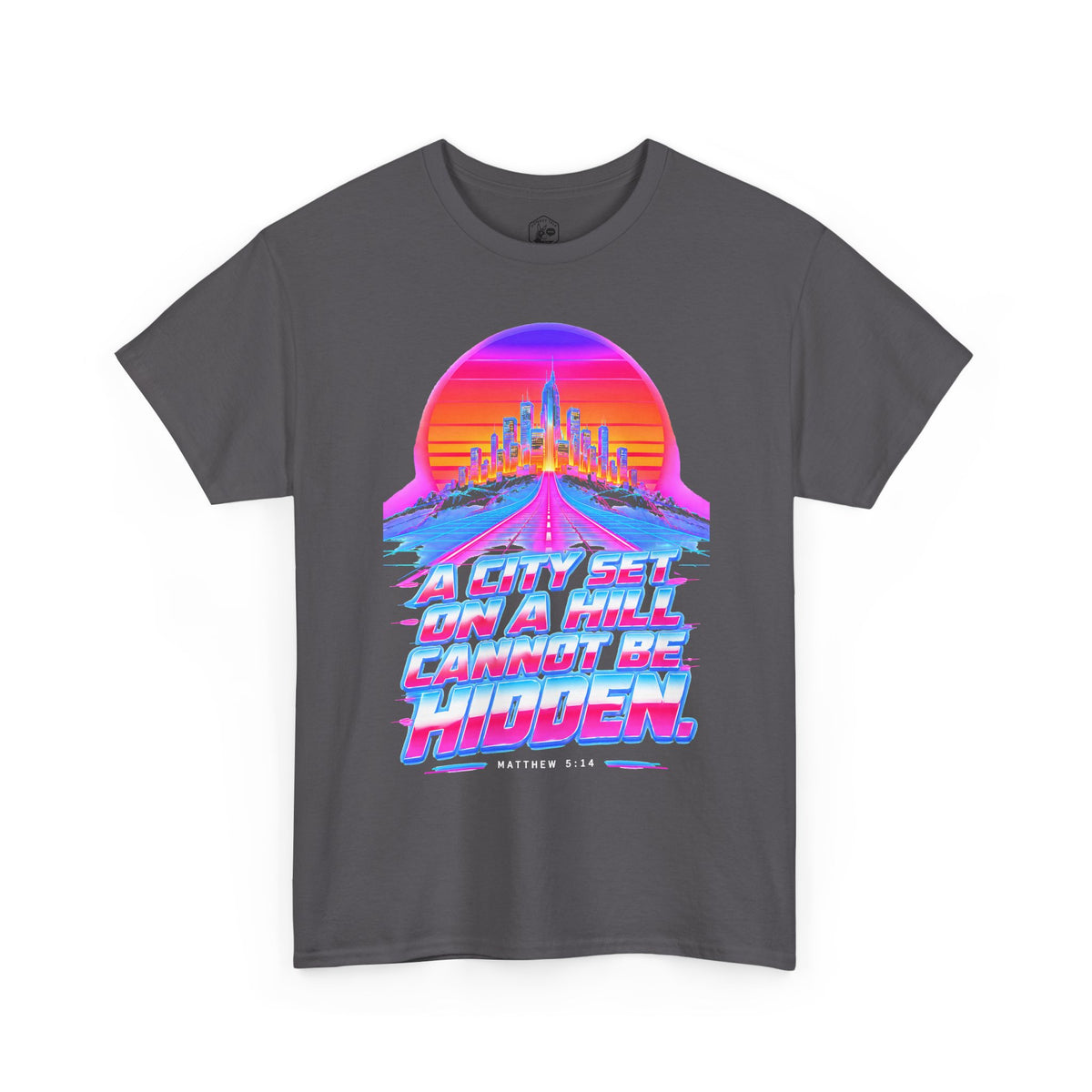 A City on a Hill Synthwave T-shirt – Donkey Talk graphic tee