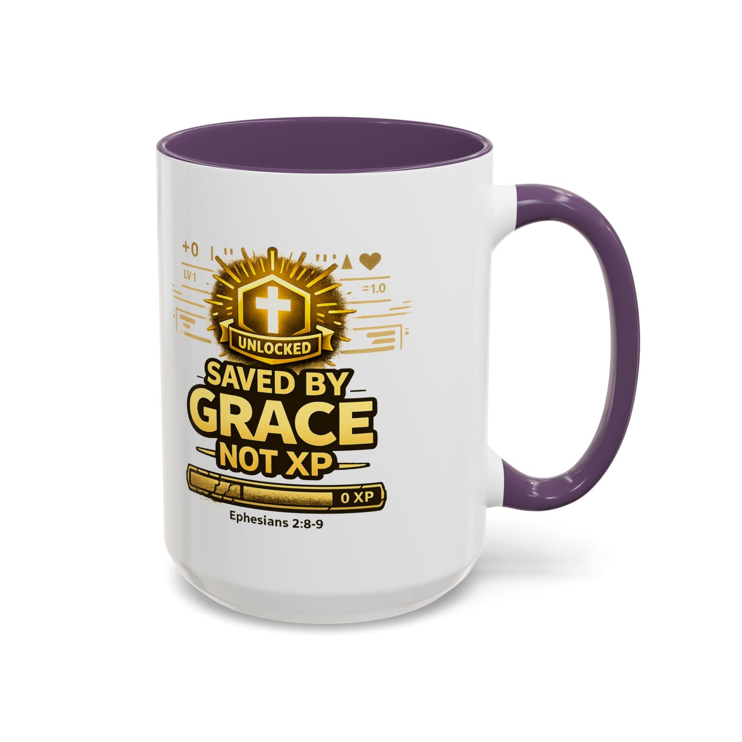 Saved by Grace Coffee Mug — Christian Gamer "Not XP" 11/15oz Accent Mug