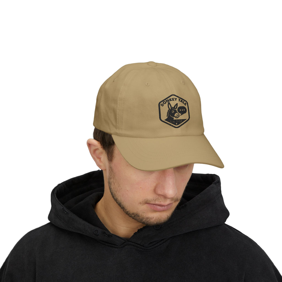 Donkey Talk Dad Cap - Great Casual White Hat with Our Awesome Logo