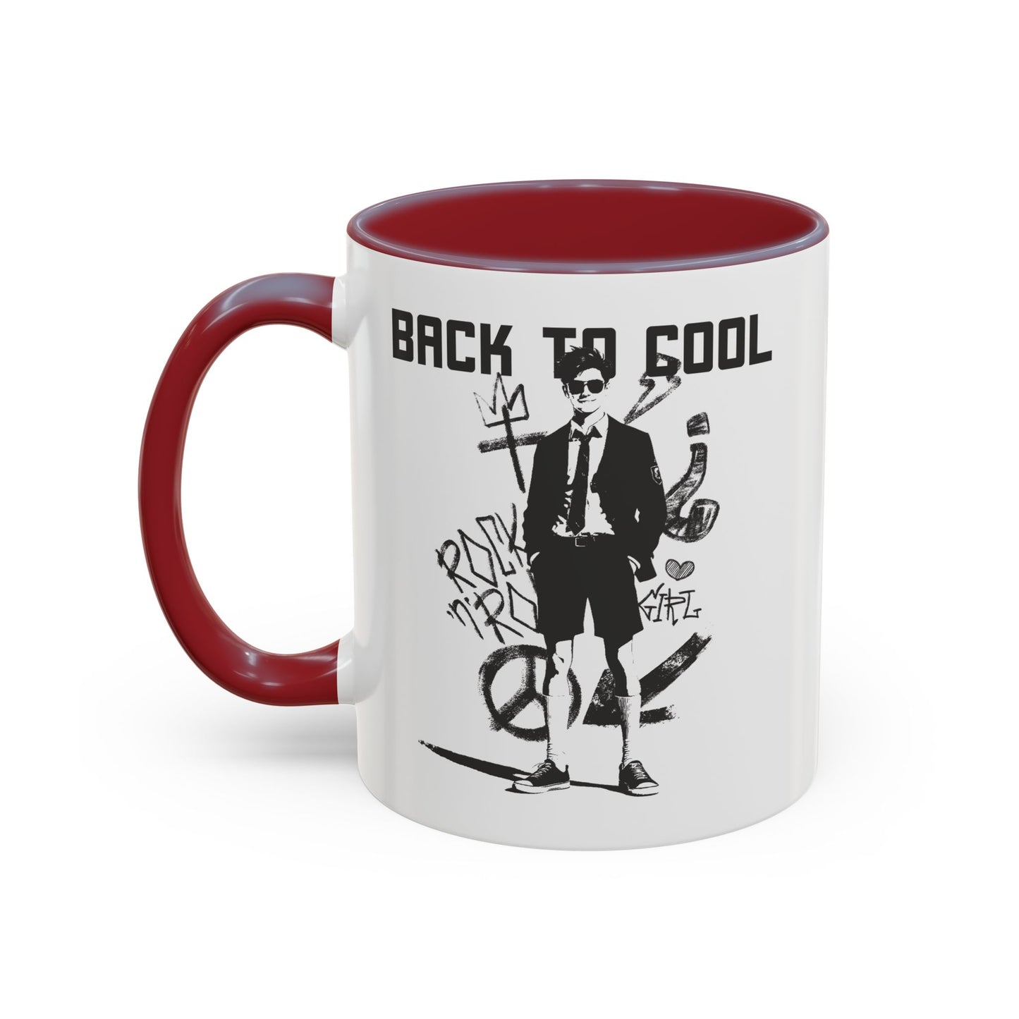 Back to Cool Shield Accent Coffee Mug — Retro Badge Coffee Cup (11/15oz)