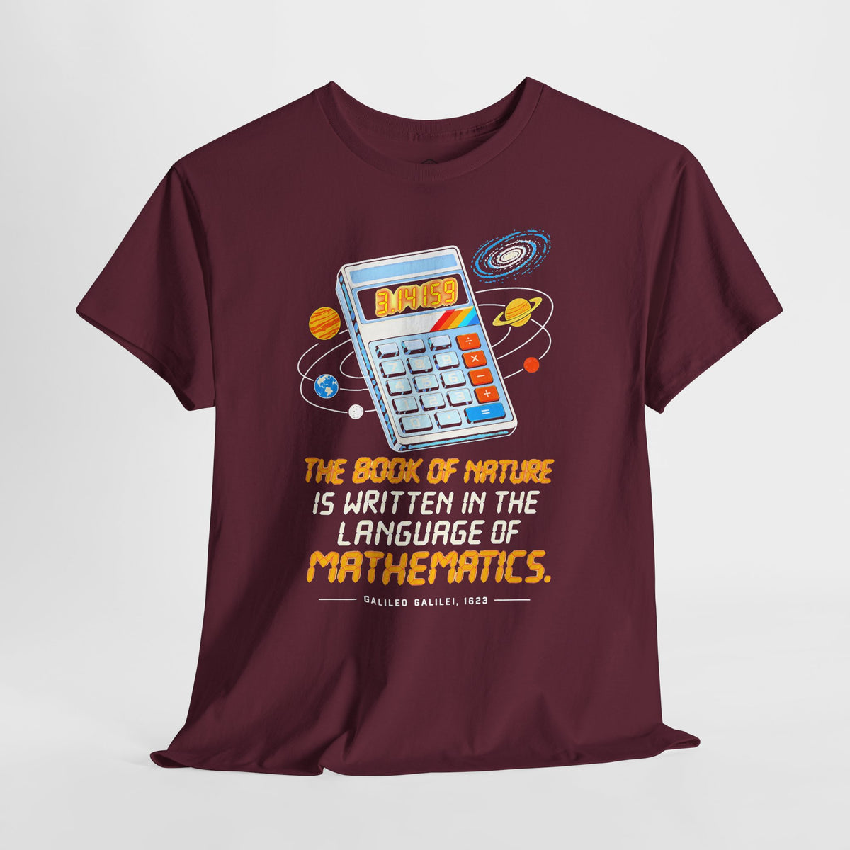 Galileo Book of Nature Calculator T-shirt – Donkey Talk graphic tee