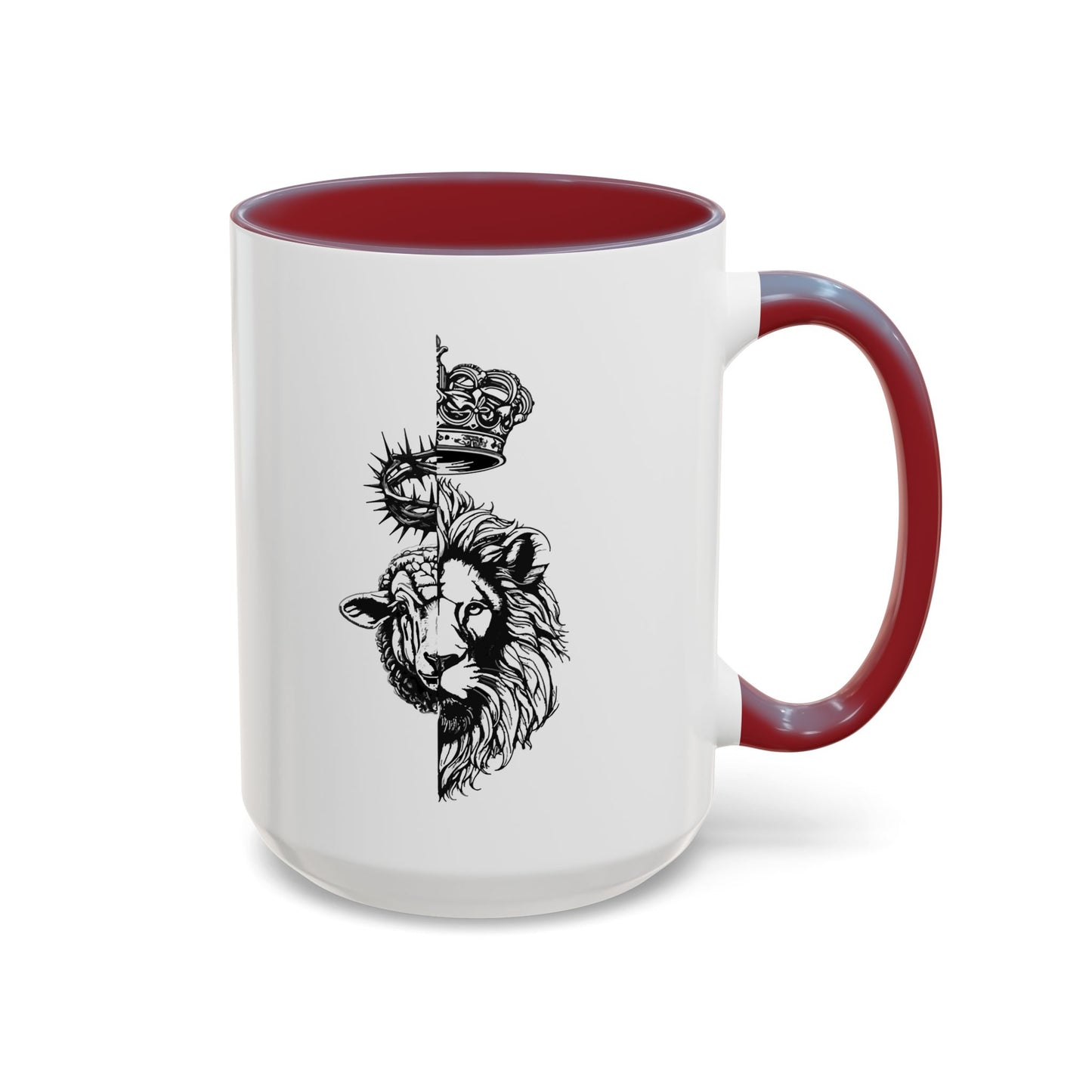 Lion & Lamb Religious Accent Coffee Mug — Crown of Thorns Christian Gift (11/15oz)
