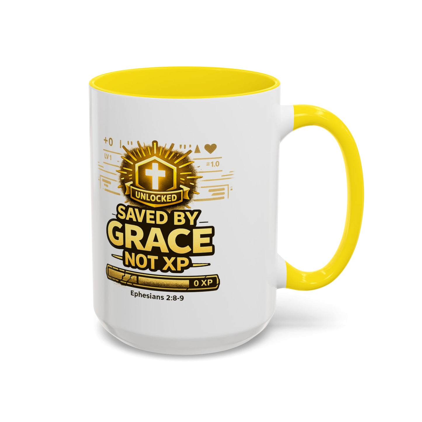Saved by Grace Coffee Mug — Christian Gamer "Not XP" 11/15oz Accent Mug