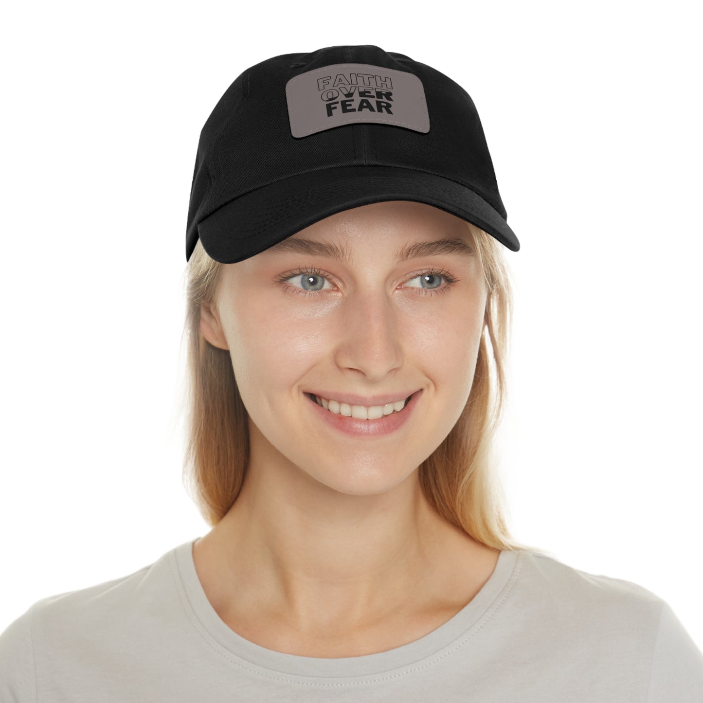 Faith Over Fear Dad Hat - Stylish Hat with Leather Patch