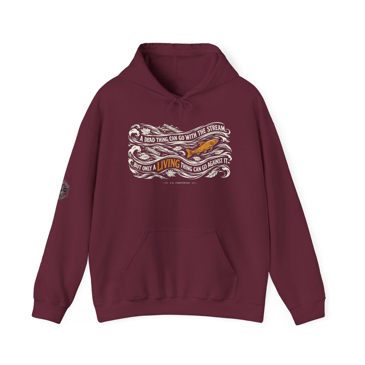 A Dead Thing Can Go With the Stream Hoodie | G.K. Chesterton Fish Hoodie