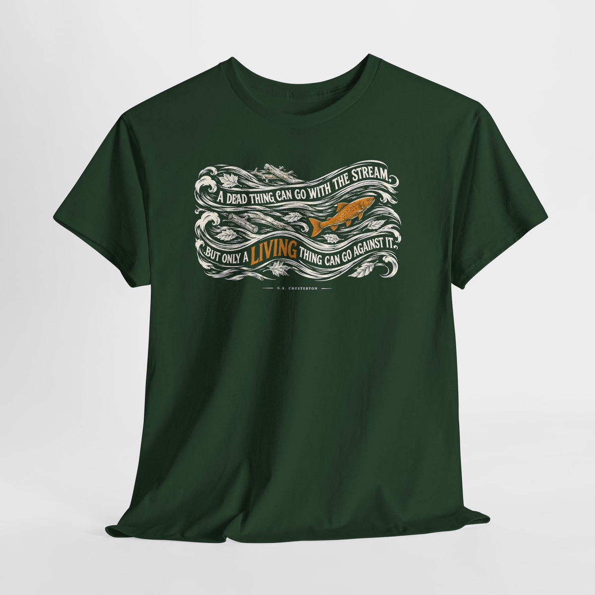 Chesterton Fish Go With the Stream T-shirt – Donkey Talk graphic tee