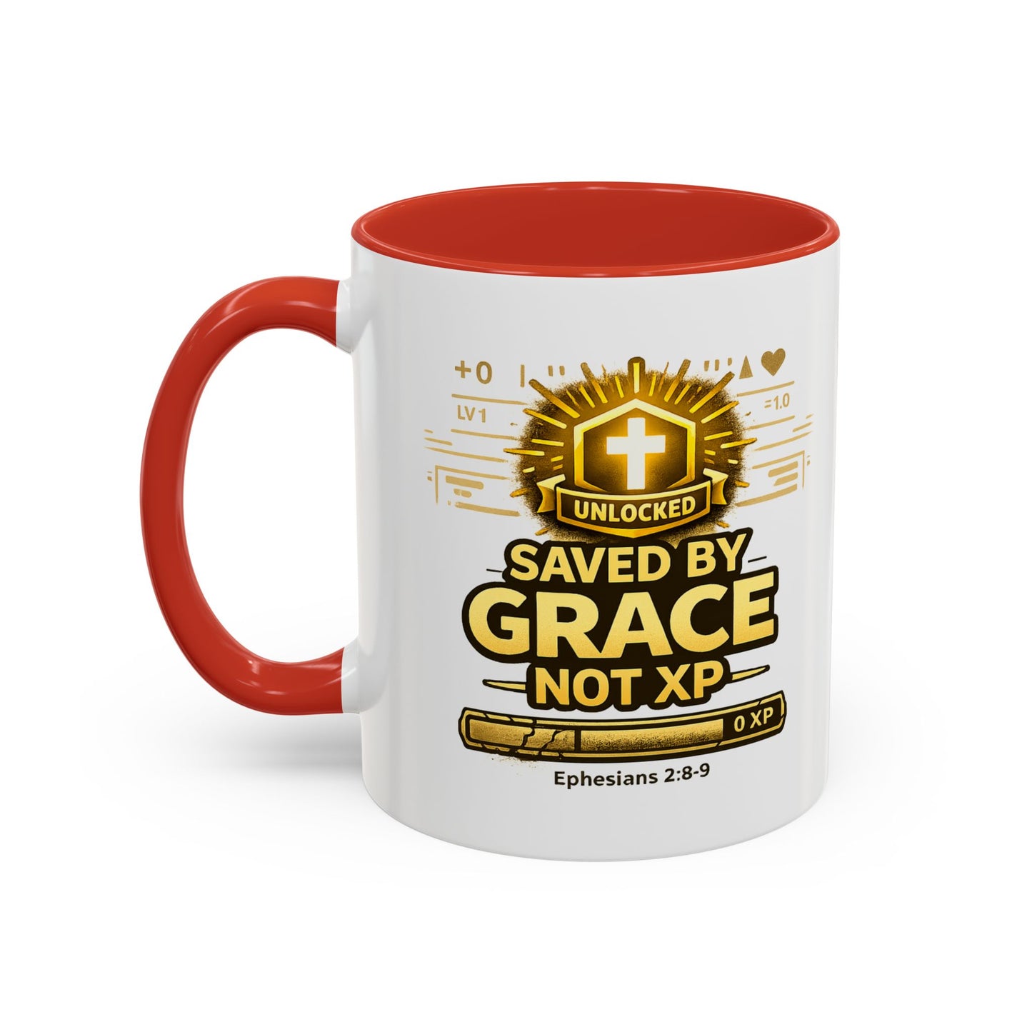 Saved by Grace Coffee Mug — Christian Gamer "Not XP" 11/15oz Accent Mug
