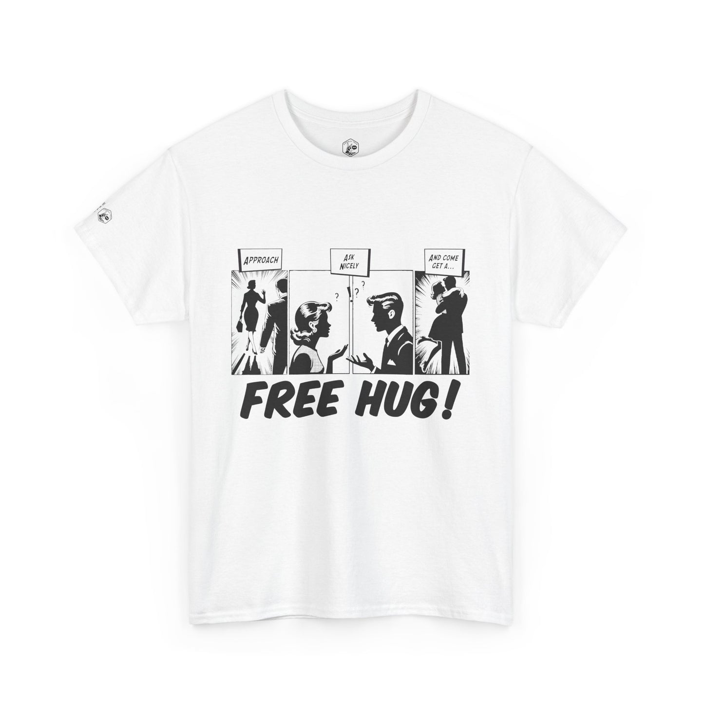 Free Hug Day Comics Unisex Heavy Cotton Tee - Fun Comic Design for Casual Wear
